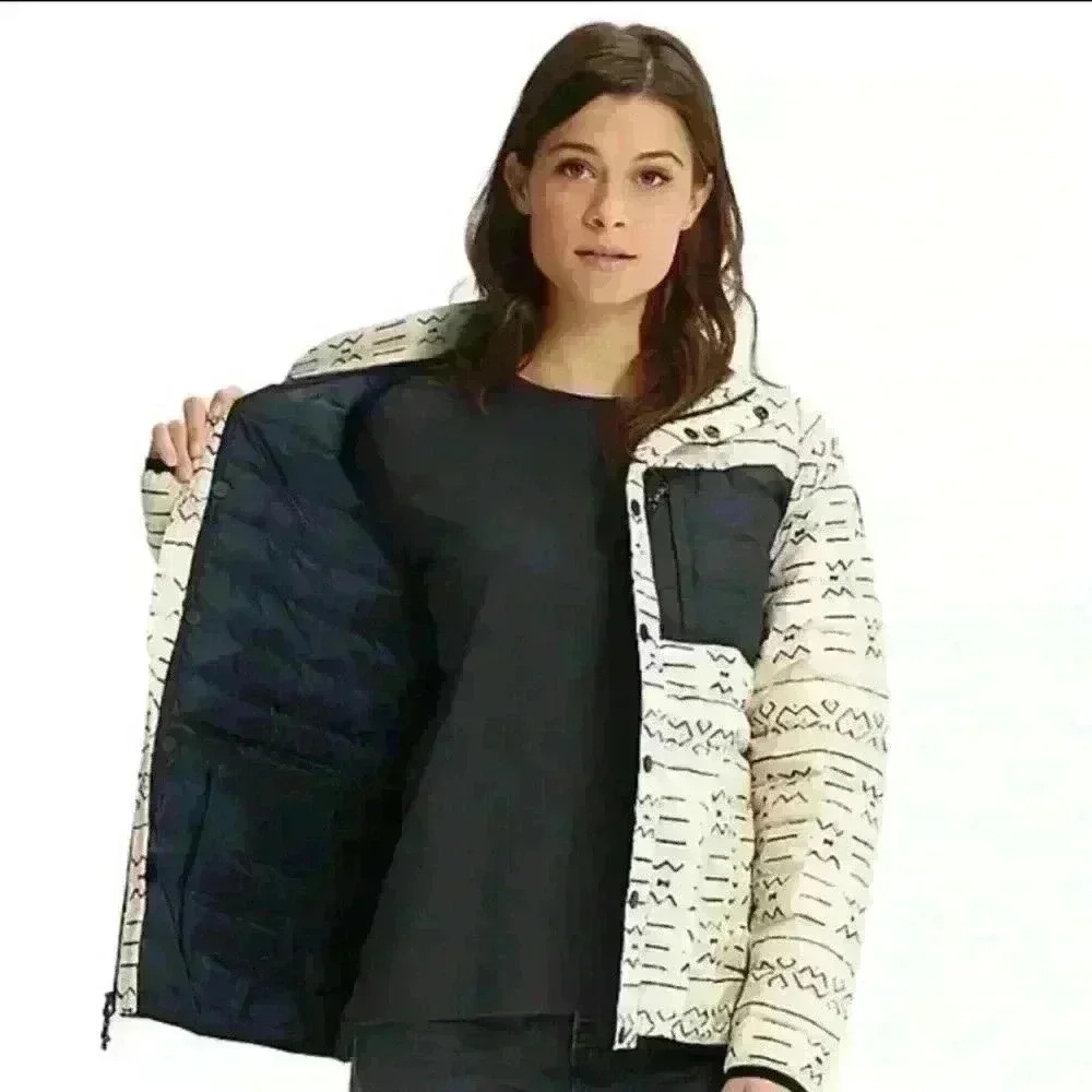 Burton Evergreen Down Collar Insulator Jacket cream and black, small puffer coat